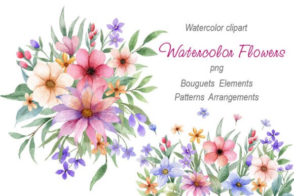 Download Watercolor Garden Flowers. Png Clipart - Garden Collection