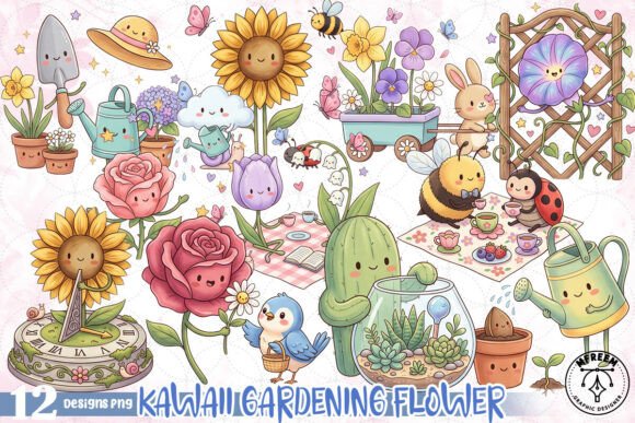 Download Kawaii Gardening Flower PNG - Garden Collection