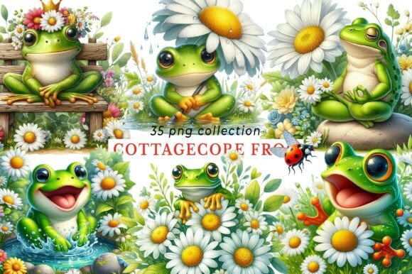 Download Watercolor Cottagecore Frog Garden PNG - Garden Collection