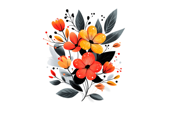 Download Tropical Orange Floral Bold Art PNG - Tropical Collection