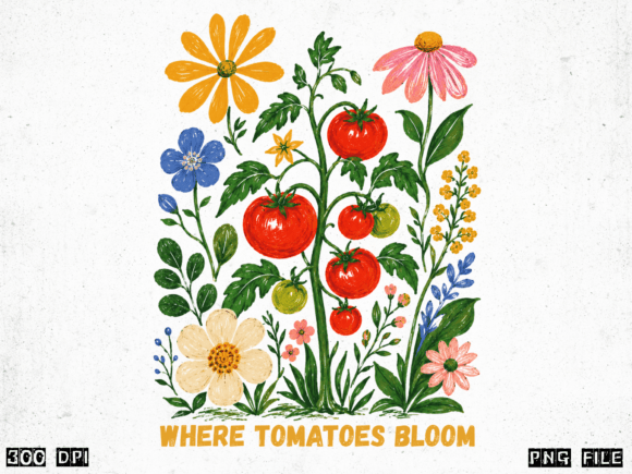 Download Tomatoes Garden Flowers PNG Design - Garden Collection