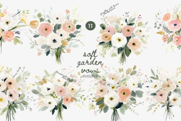 Download Soft Garden Roses Watercolor Clipart - Garden Collection