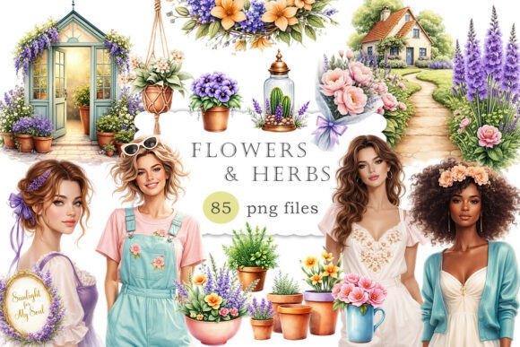 Download Flowers Herbs Clipart Botanical Garden - Garden Collection