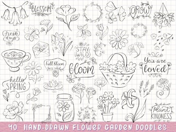 Download Hand Drawn Flower Garden, Spring Floral - Garden Collection
