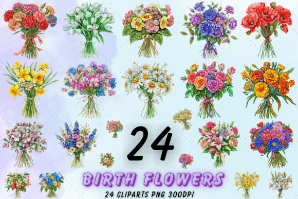 Download Birth Month Flower Clipart, Birthday PNG - Birth month flower Collection