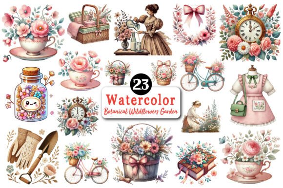 Download Botanical Wildflowers Garden Clipart - Garden Collection