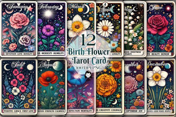 Download Birth Month Flower Tarot Card Clipart - Birth month flower Collection
