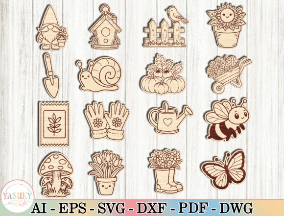Download Cute Gardening Clipart Laser Cut Files - Garden Collection